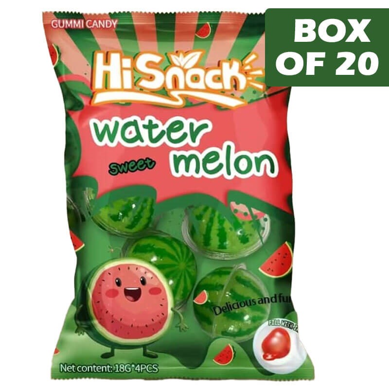 Hisnack Watermelon Gummy Liquid Candy Ball 4 Pieces  20 Pack