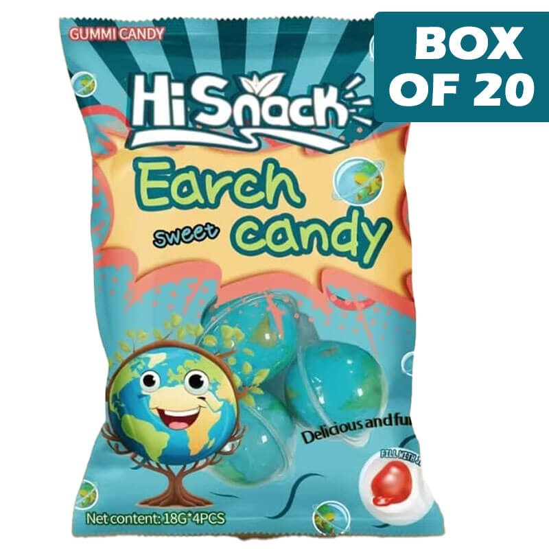 Hisnack Earth Gummy Liquid Candy Ball 4 Pieces  20 Pack