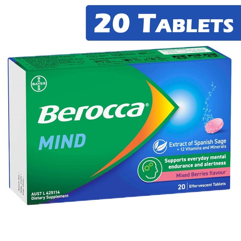 Berocca Mind Mixed Berries 20 Effervescent Tablets