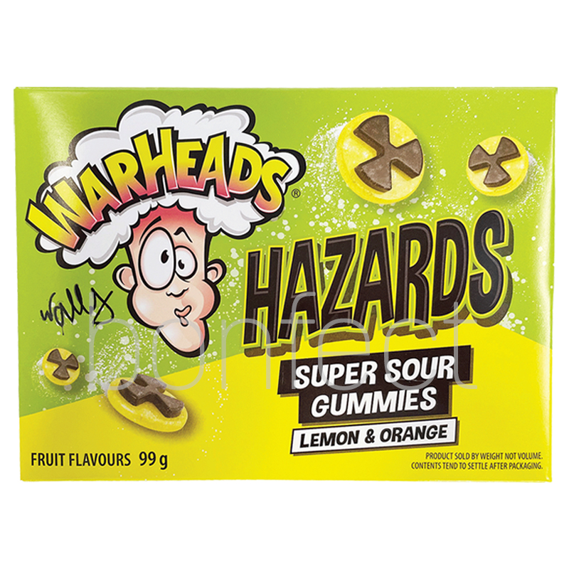 Warheads Hazards Super Sour Gummies Lemon  Orange Movie Theater Box 99g  12 Pack