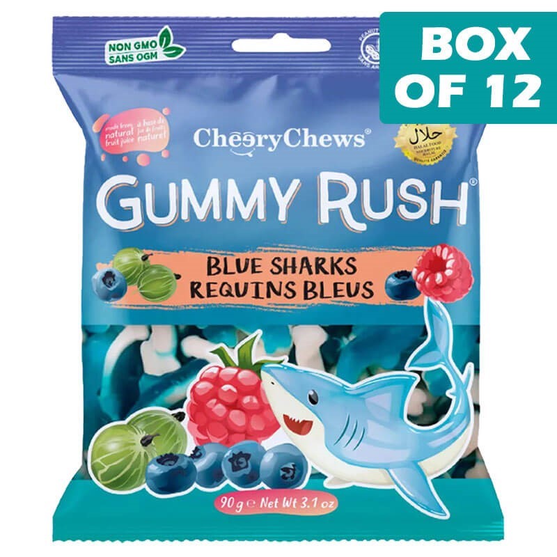 Gummy Rush Blue Shark Bag 90g  12 Pack