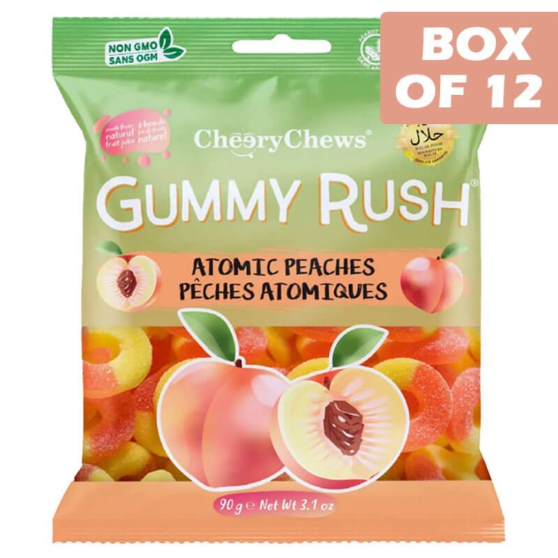 Gummy Rush Atomic Peach Bag 90g  12 Pack