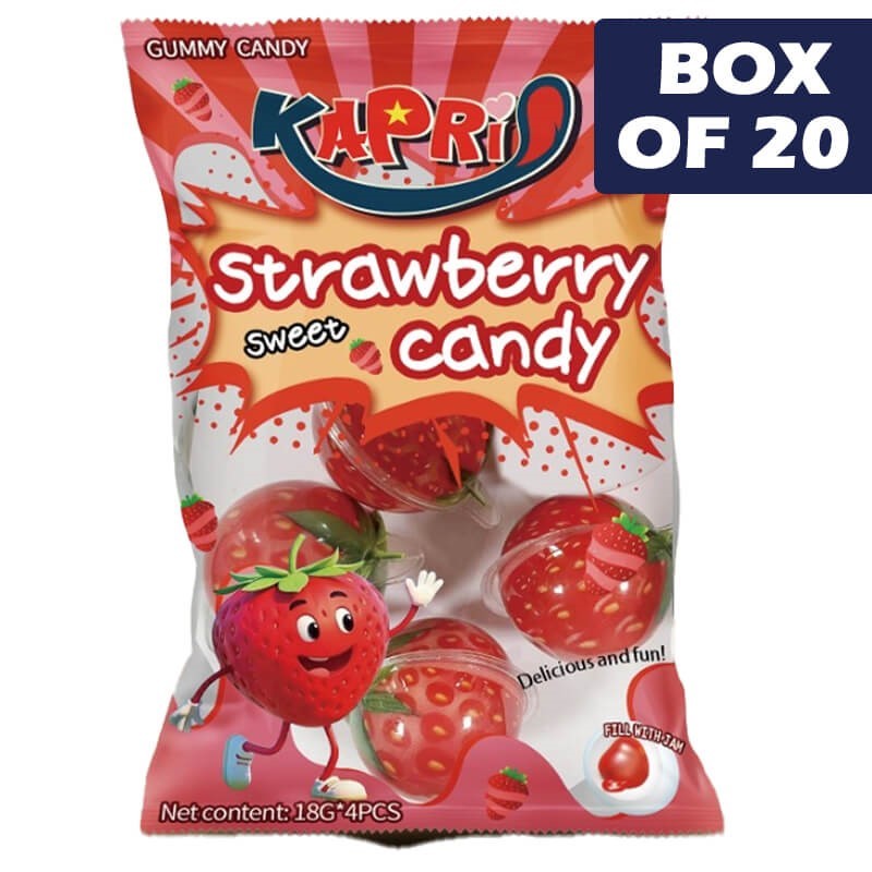 Kapri Strawberry Gummy Liquid Candy Ball 4 Pieces  20 Pack