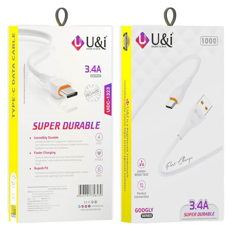 UI 34A Fast Charging Cable USB to USBC