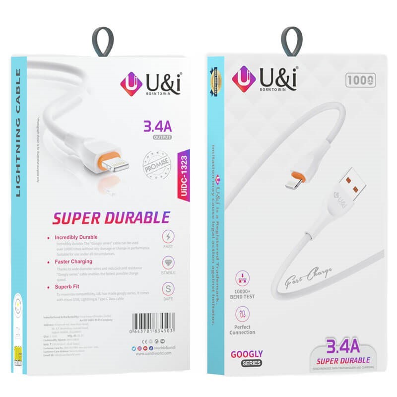 UI 34A Fast Charging Cable USB to Lightning