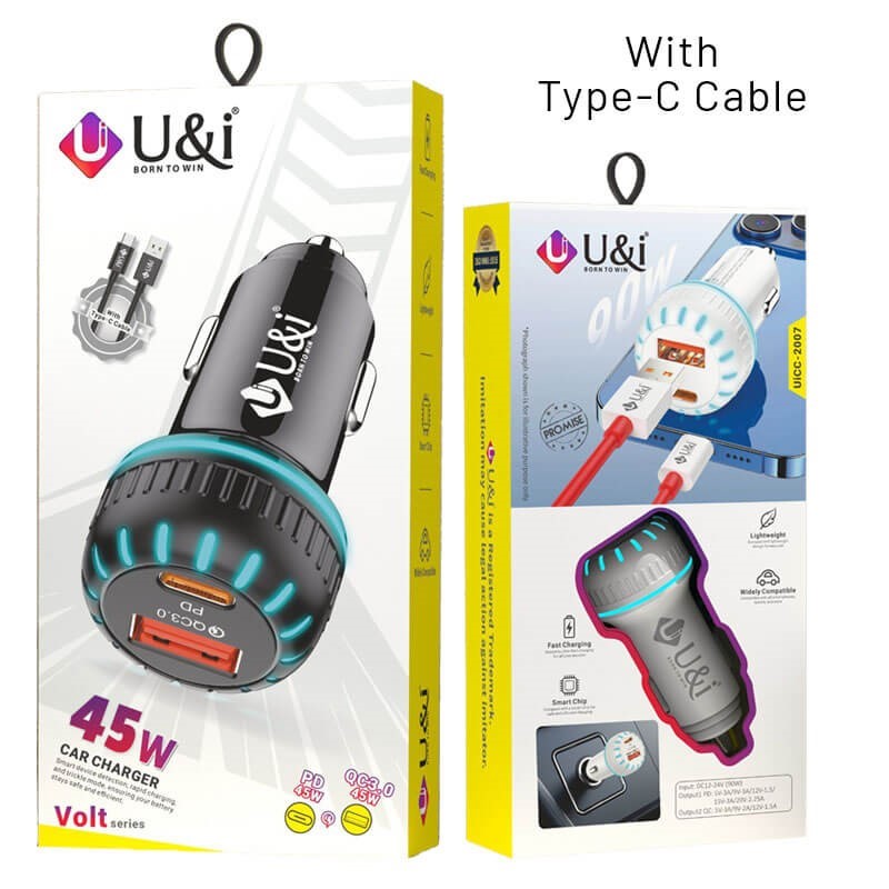 UI 45W Car Charger With TtpyeC Cable