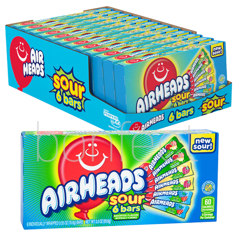 Airhead Sour 6 Bars Assorted Flavours Movie Theater Box 935g  12 Pack