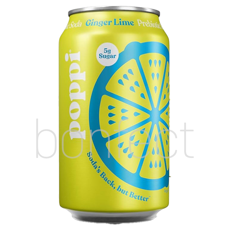 Poppi Ginger Lime Prebiotic Soda 355ml  12 Pack