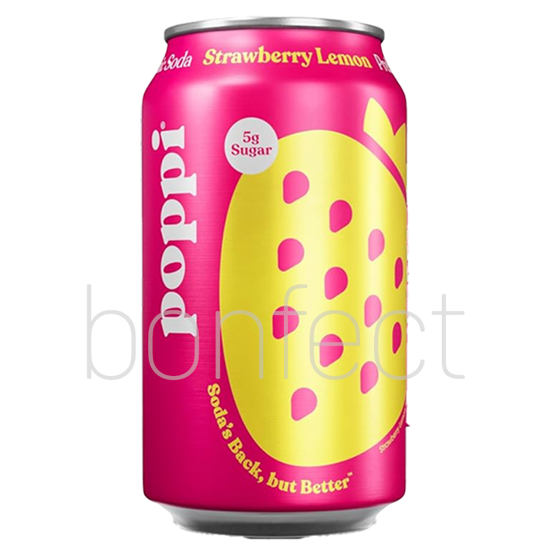 Poppi Strawberry Lemon Prebiotic Soda 355ml  12 Pack