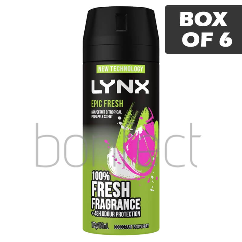 Lynx Epic Fresh Grapefruit  Tropical Pineapple Deodorant Body Spray 102g165ml  6 Pack