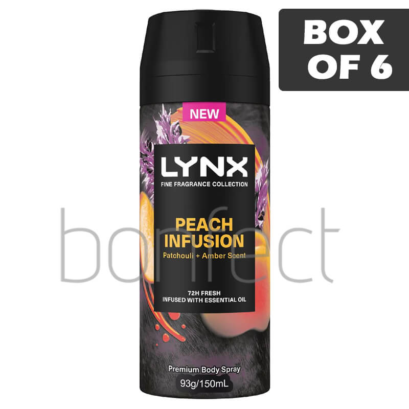 Lynx Peach Infusion Deodorant  Body Spray 93g150ml  6 Pack