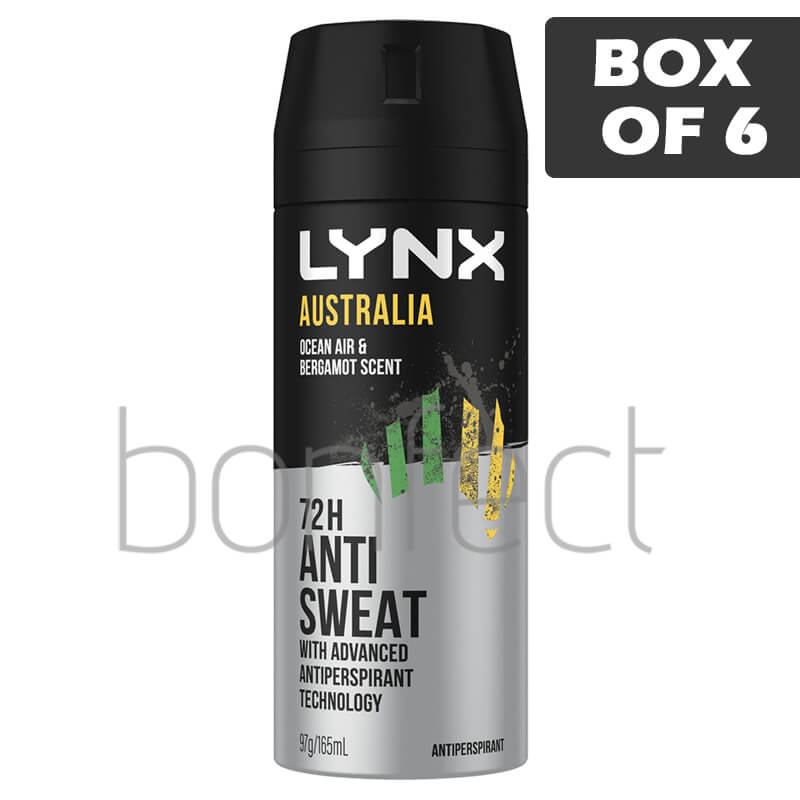 Lynx Australia 72H Anti Sweat Deodorant Body Spray 97g165ml  6 Pack