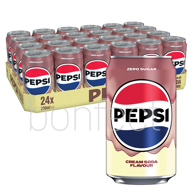 Pepsi Cream Soda Zero Sugar Can 330ml  24 Pack