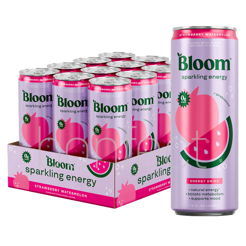 Bloom Sparkling Energy Drink Strawberry Watermelon 355ml  12 Pack