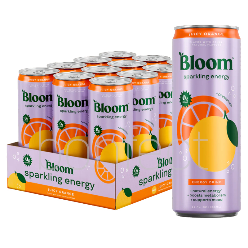 Bloom Sparkling Energy Drink Juicy Orange 355ml  12 Pack
