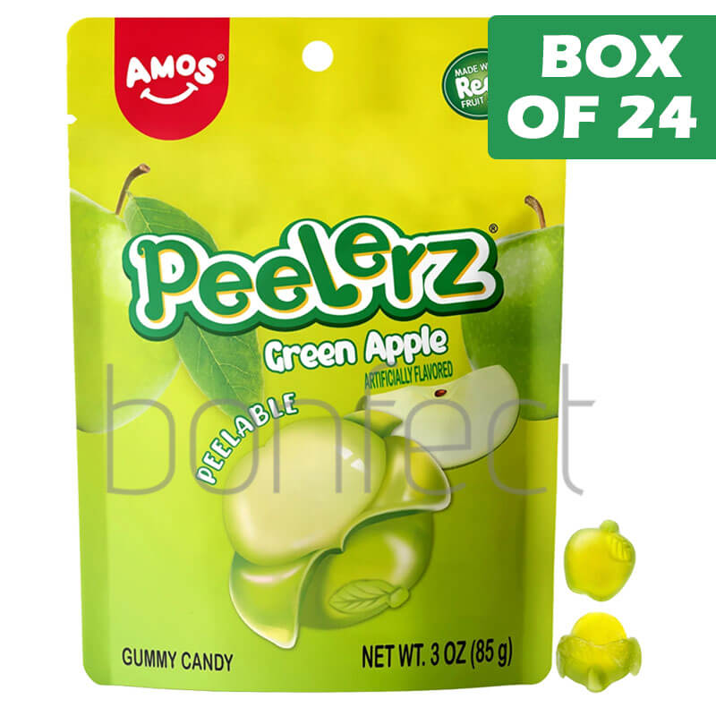 Amos Peelerz Green Apple Bag 85g  24 Pack