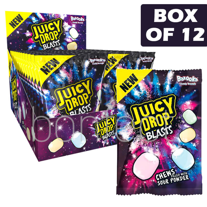 Bazooka Juicy Drop Blast Chews Fillled With Sour Powder 120g  12 Pack