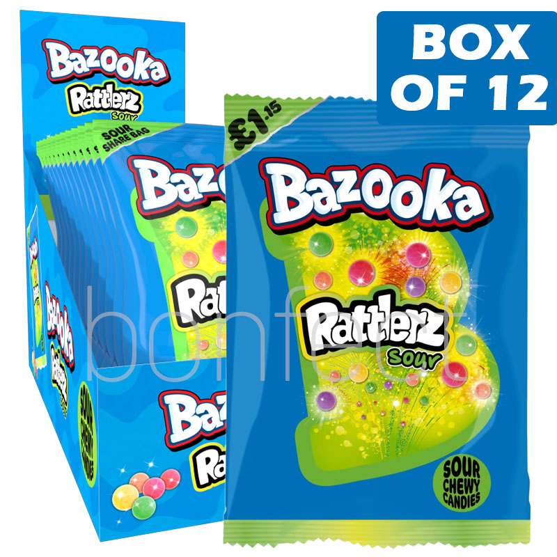 Bazooka Bazooka Rattlerz Sour Chewy Candy 100g  12 Pack