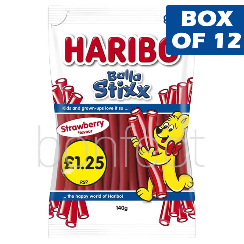 Haribo Balla Stixx Strawberry 140G  12 Bags