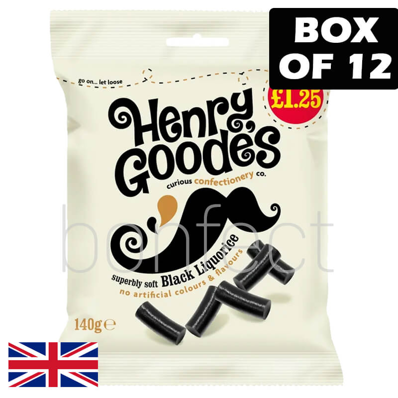 Henry Goodes Superbly Soft Black Liquorice 140G  12 Pack