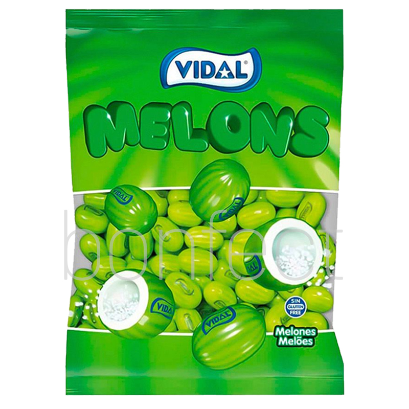 Vidal Melons Sour Sherbet Filled Bubble Gum Bag 90g  14 Pack