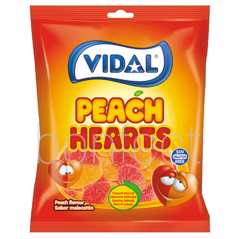 Vidal Peach Hearts Bag 90g  14 Pack