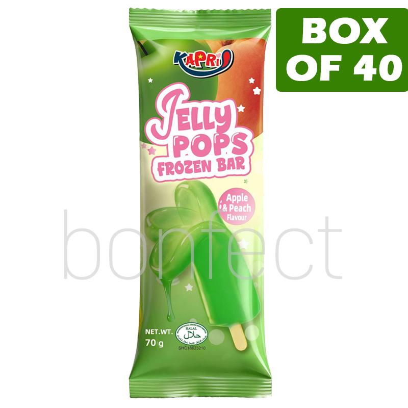 Kapri Tongue Ice Cream Jelly Pops Frozen Bar  Apple  Peach 70g  40 Pack