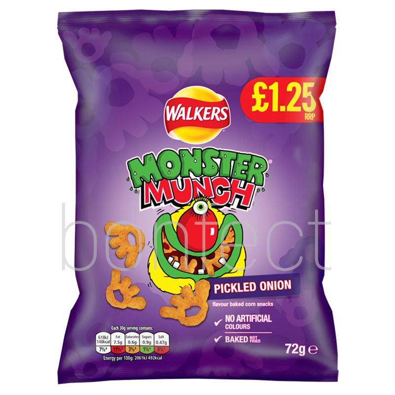 Walkers Monster Munch Pickled Onion Grab Bag 72g18 Pack