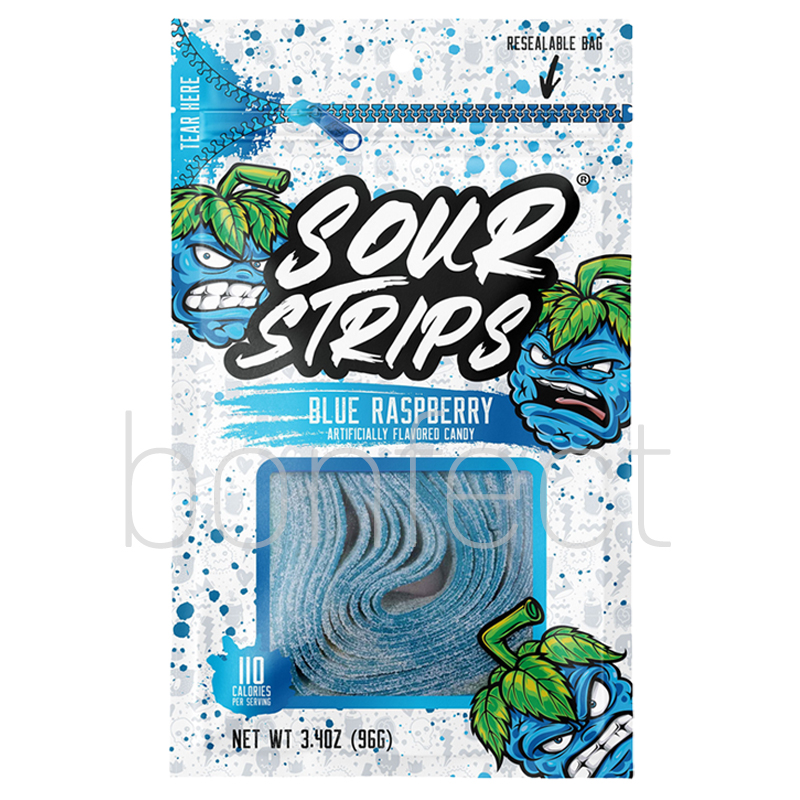 Sour Strips Candy Bag 96g  12 Pack  Blue Raspberry