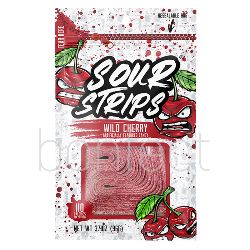 Sour Strips Candy Bag 96g  12 Pack  Wild Cherry