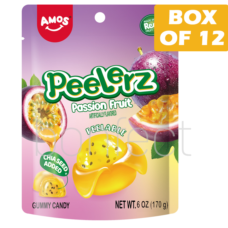 Amos Peel Gummy Bag 170g  12 Pack  Passion Fruit