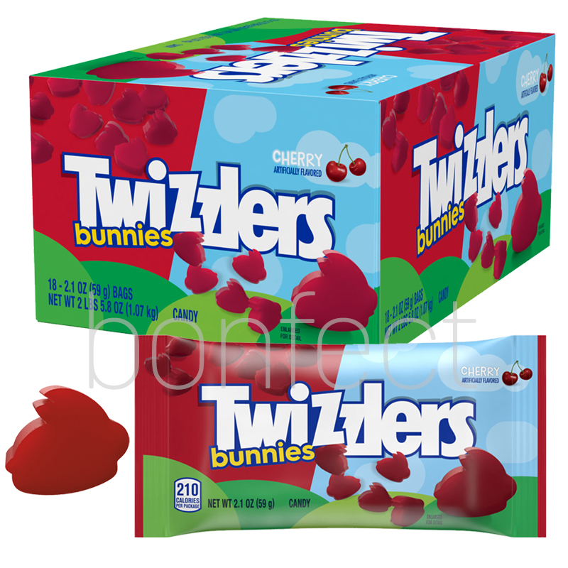 Twizzlers Easter Bunnies Cherry 59g  18 Pack