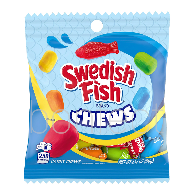 Swedish Fish Chews Assorted Soft  Chewy Candy 60g  12 Pack